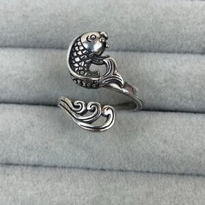 Sterling Silver Adjustable Koi Fish Wrap Ring Boho